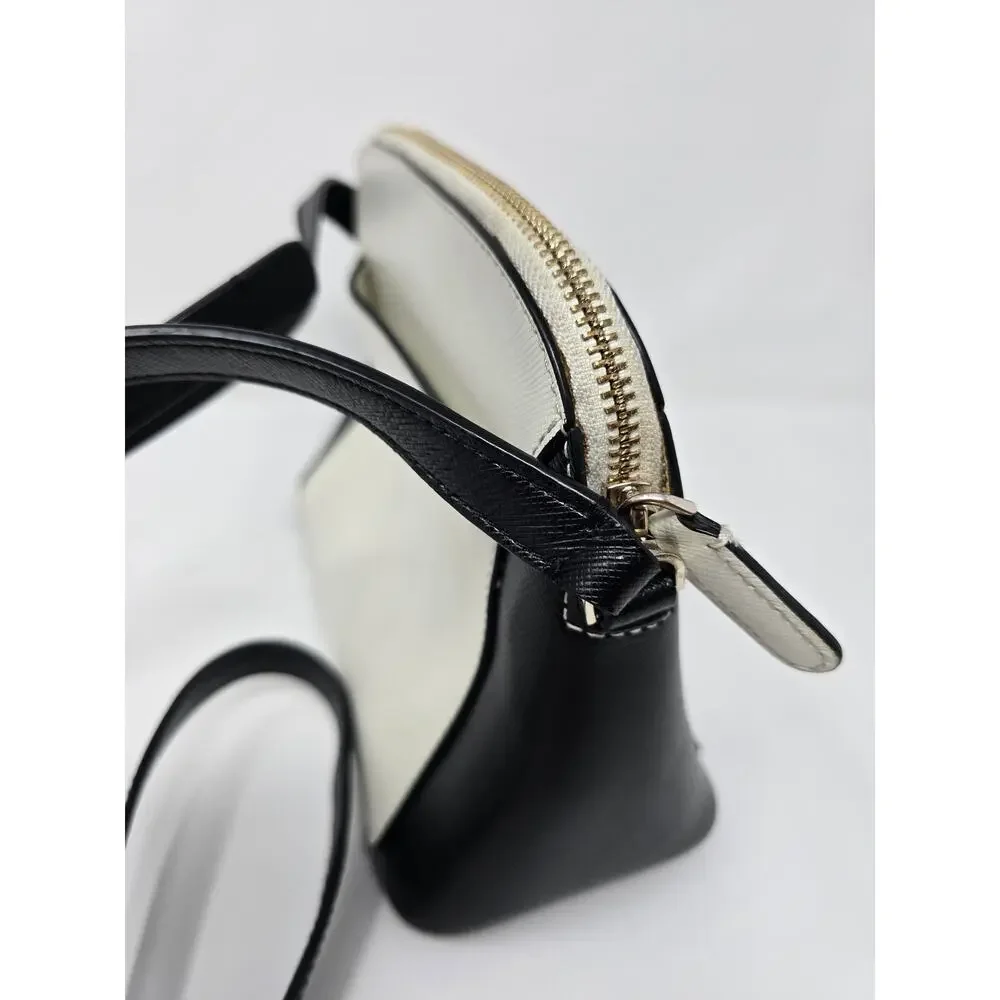 Kate Spade New York Crossbody Purse Black White Leather‎ Shoulder Bag Medium